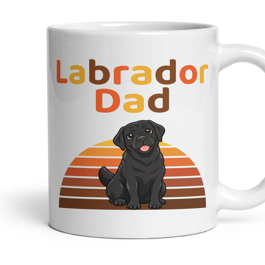 Labrador Dad mug, 11oz white ceramic, Black, handle right