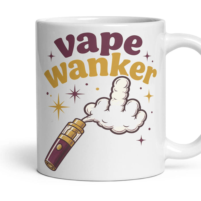 vape wanker mug, 11oz white ceramic, handle right