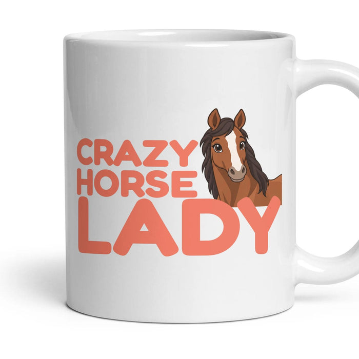 Crazy Horse Lady mug, 11oz white ceramic, Bay, handle right