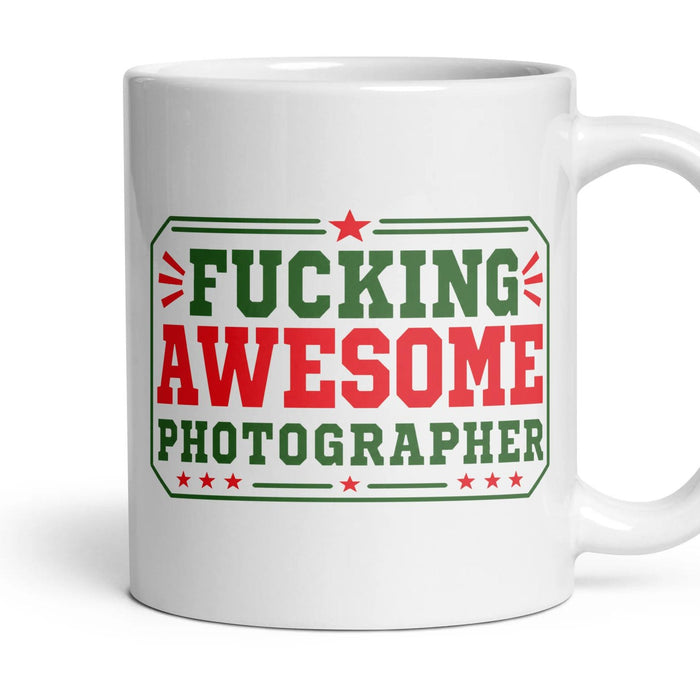 FUCKING AWESOME PHOTOGRAPHER mug, 11oz white ceramic, handle right
