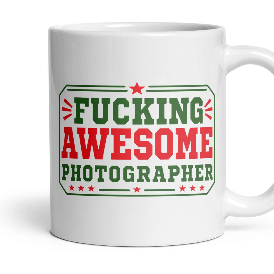FUCKING AWESOME PHOTOGRAPHER mug, 11oz white ceramic, handle right