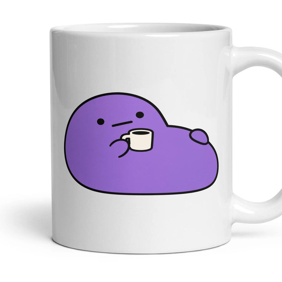 Peaked mug, 11oz white ceramic, handle right