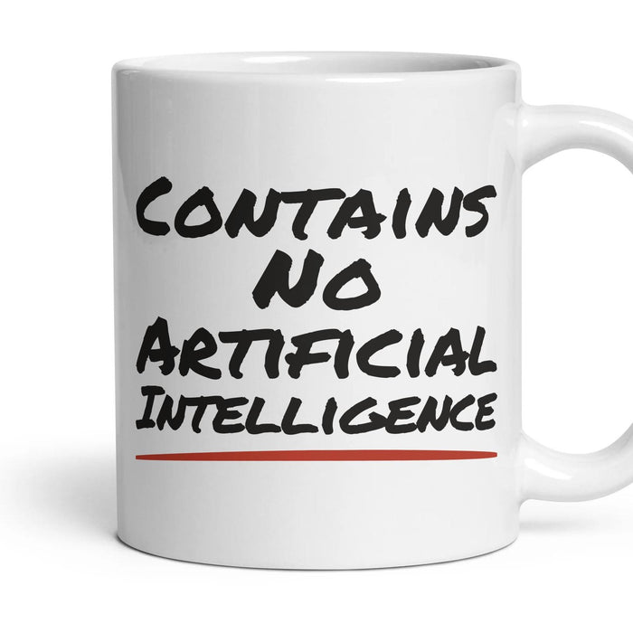 Contains No Artificial Intelligence mug, 11oz white ceramic, handle right