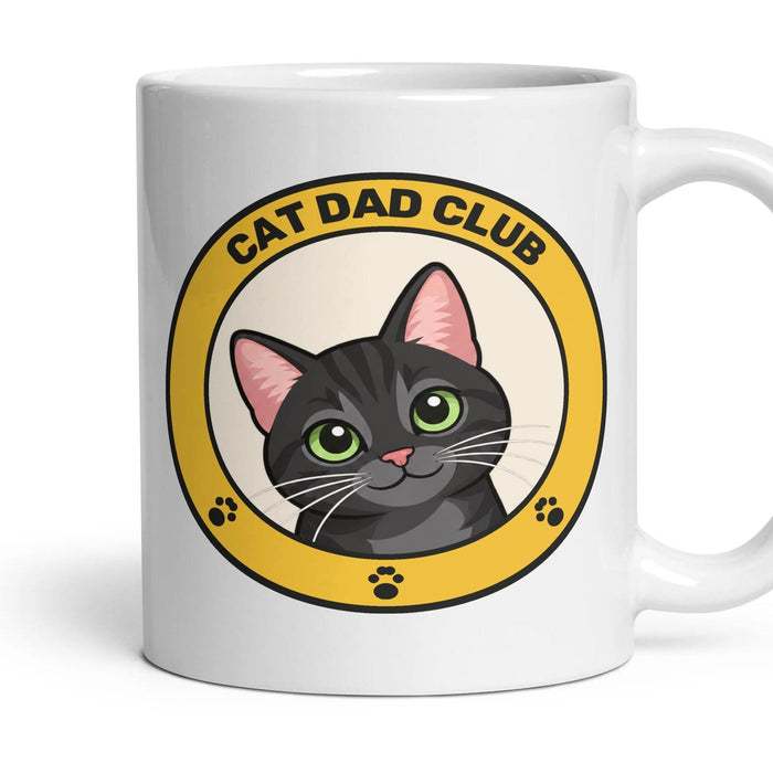 Cat Dad Club mug, 11oz white ceramic, Black, handle right