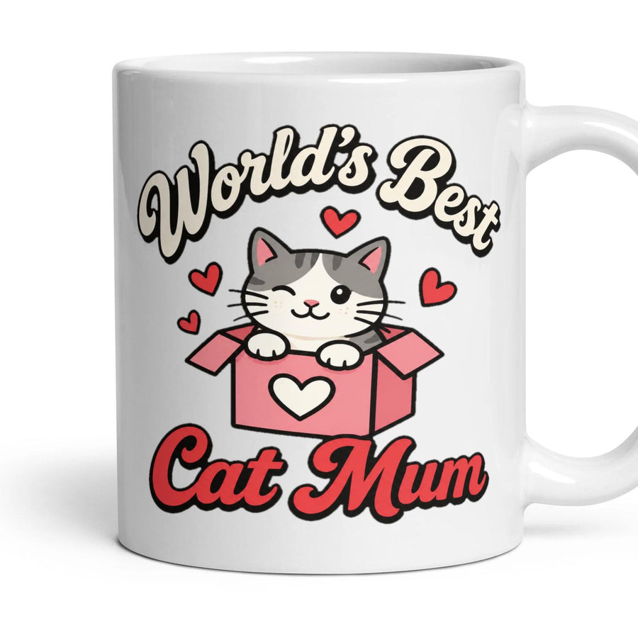 World's Best
Cat Mum mug, 11oz white ceramic, handle right