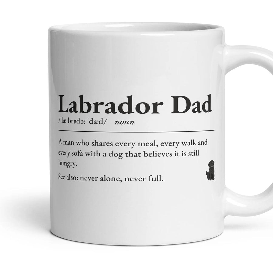Labrador Dad mug, 11oz white ceramic, Black, handle right