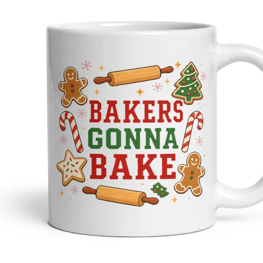 BAKERS GONNA BAKE mug, 11oz white ceramic, handle right