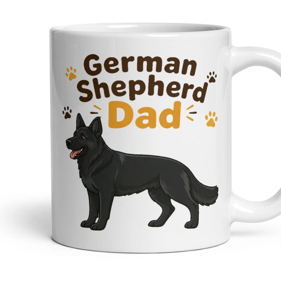 German Shepherd Dad mug, 11oz white ceramic, handle right