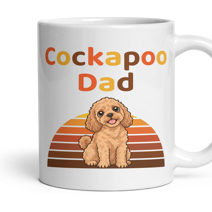 Cockapoo Dad mug, 11oz white ceramic, Apricot, handle right