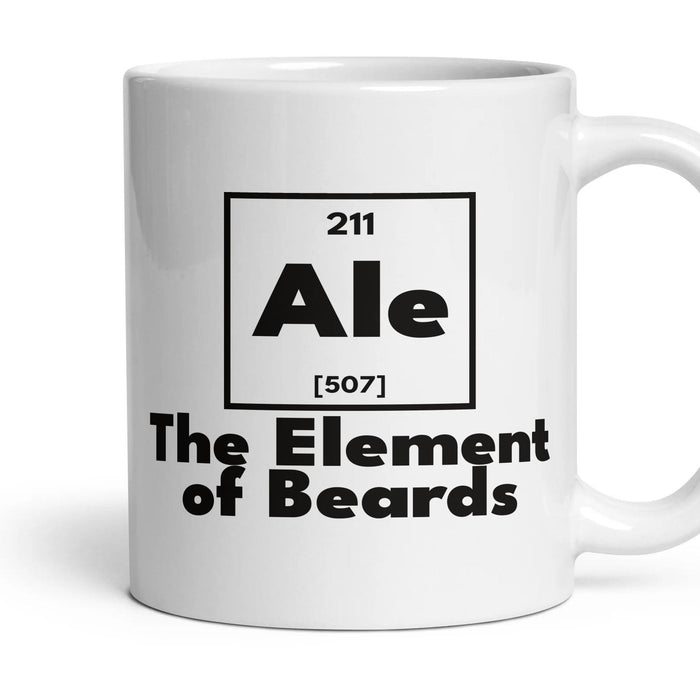 Ale The Element of Beards mug, 11oz white ceramic, handle right
