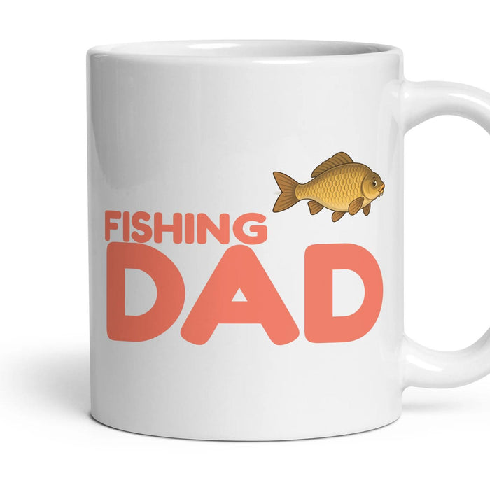 Fishing Dad mug, 11oz white ceramic, Carp, handle right