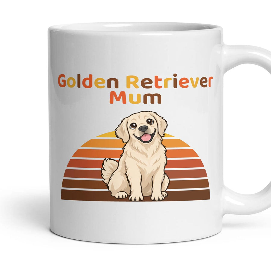 Golden Retriever Mum mug, 11oz white ceramic, Cream, handle right