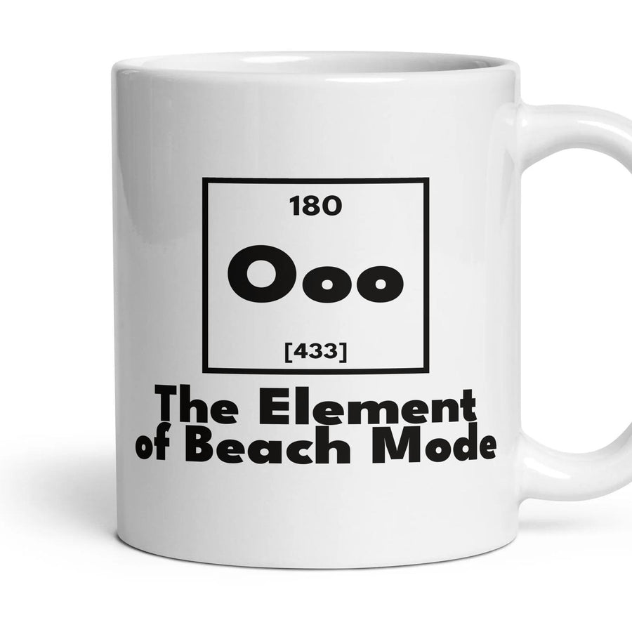 Ooo The Element of Beach Mode mug, 11oz white ceramic, handle right