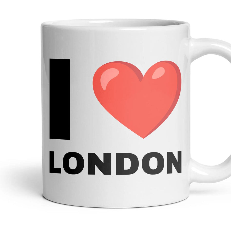 I LOVE LONDON mug, 11oz white ceramic, handle right