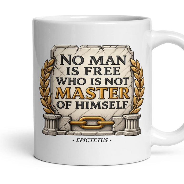 No man is free who is not master of himself mug, 11oz white ceramic, handle right