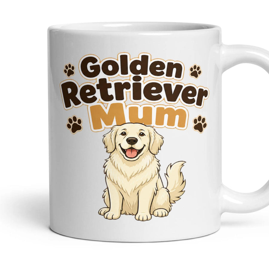 Golden Retriever Mum mug, 11oz white ceramic, Cream, handle right