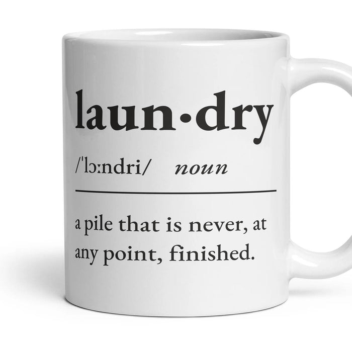 Laundry mug, 11oz white ceramic, handle right