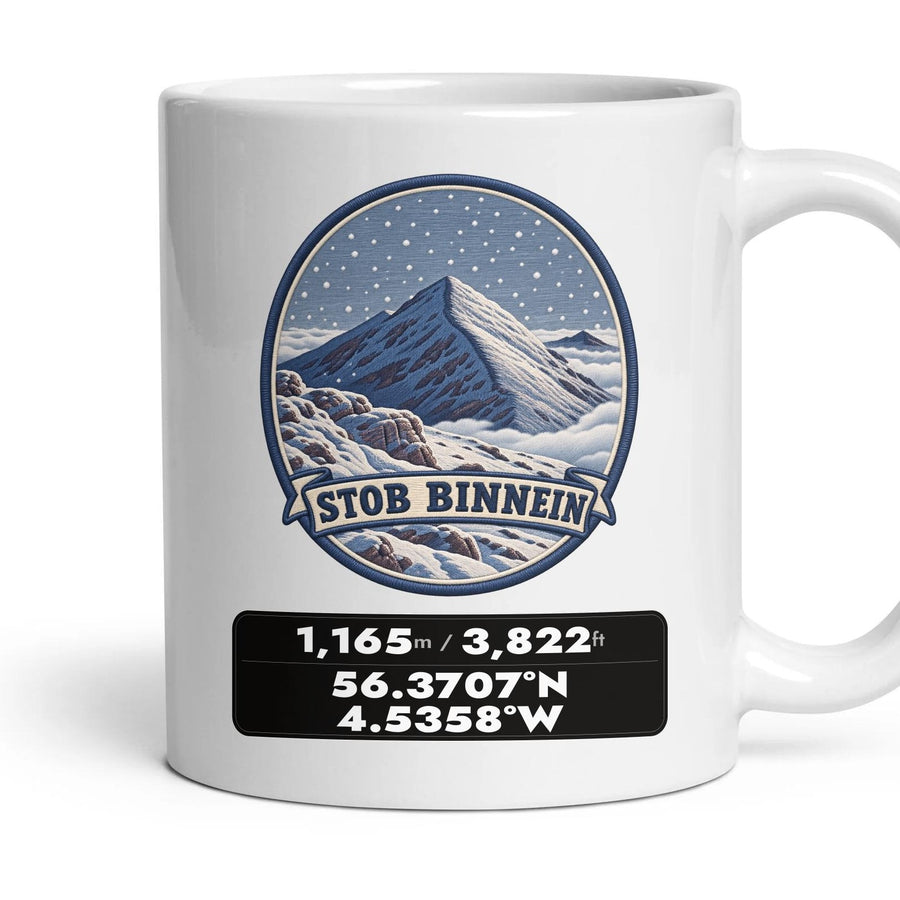 Stob Binnein Summit Patch mug, 11oz white ceramic, Stob Binnein, handle right