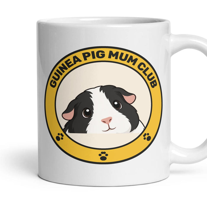 Guinea Pig Mum Club mug, 11oz white ceramic, Black & White, handle right