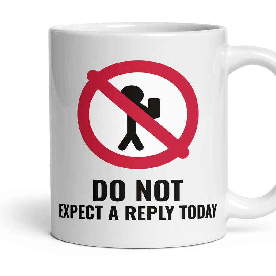 DO NOT: EXPECT A REPLY TODAY mug, 11oz white ceramic, handle right