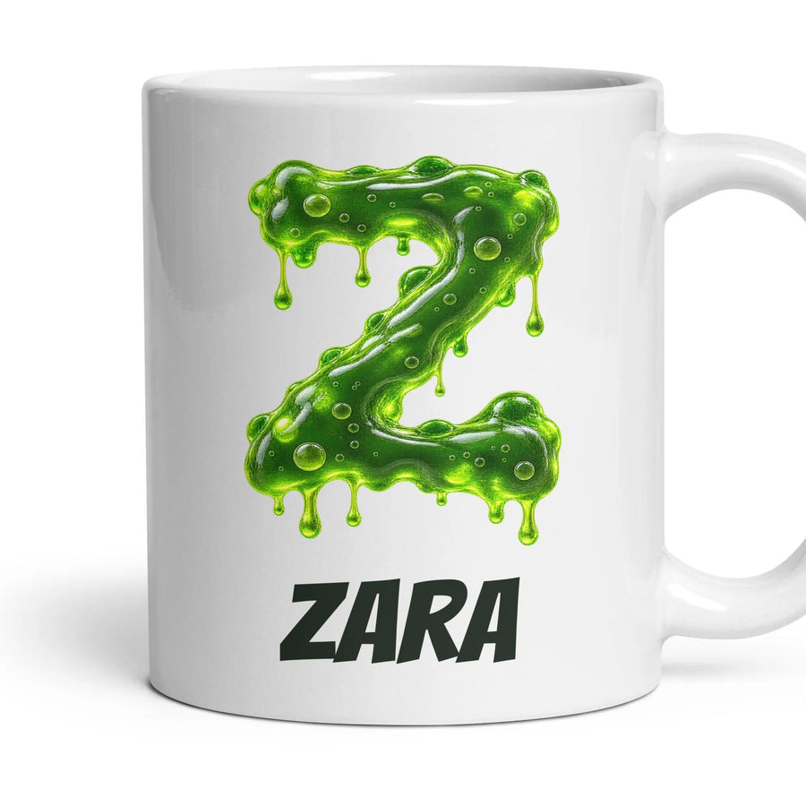 Personalised Slime Monogram Mug mug, 11oz white ceramic, handle right