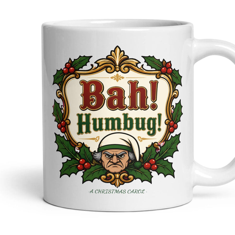Bah! Humbug! mug, 11oz white ceramic, handle right