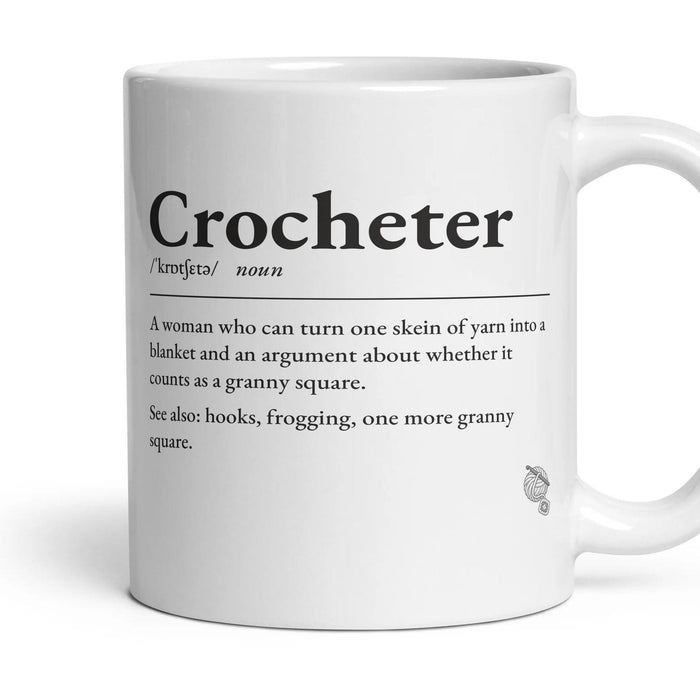 Crochet Mum mug, 11oz white ceramic, handle right