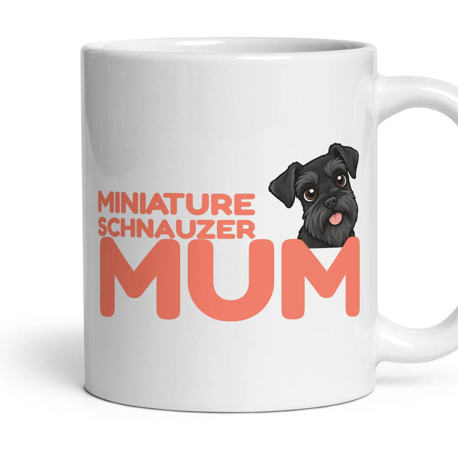 Miniature Schnauzer Mum mug, 11oz white ceramic, Black, handle right