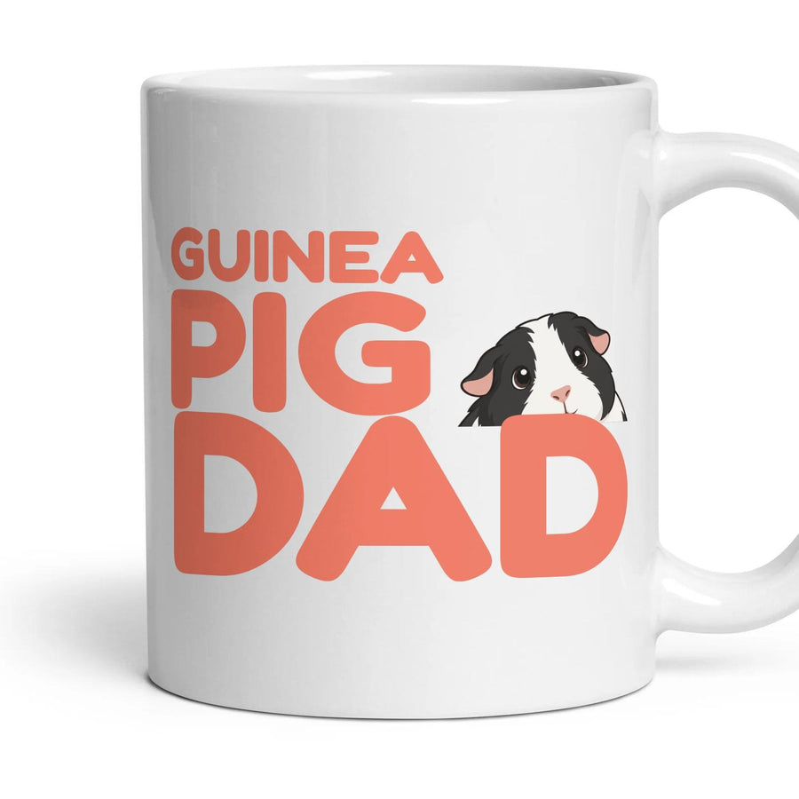 Guinea Pig Dad mug, 11oz white ceramic, Black & White, handle right