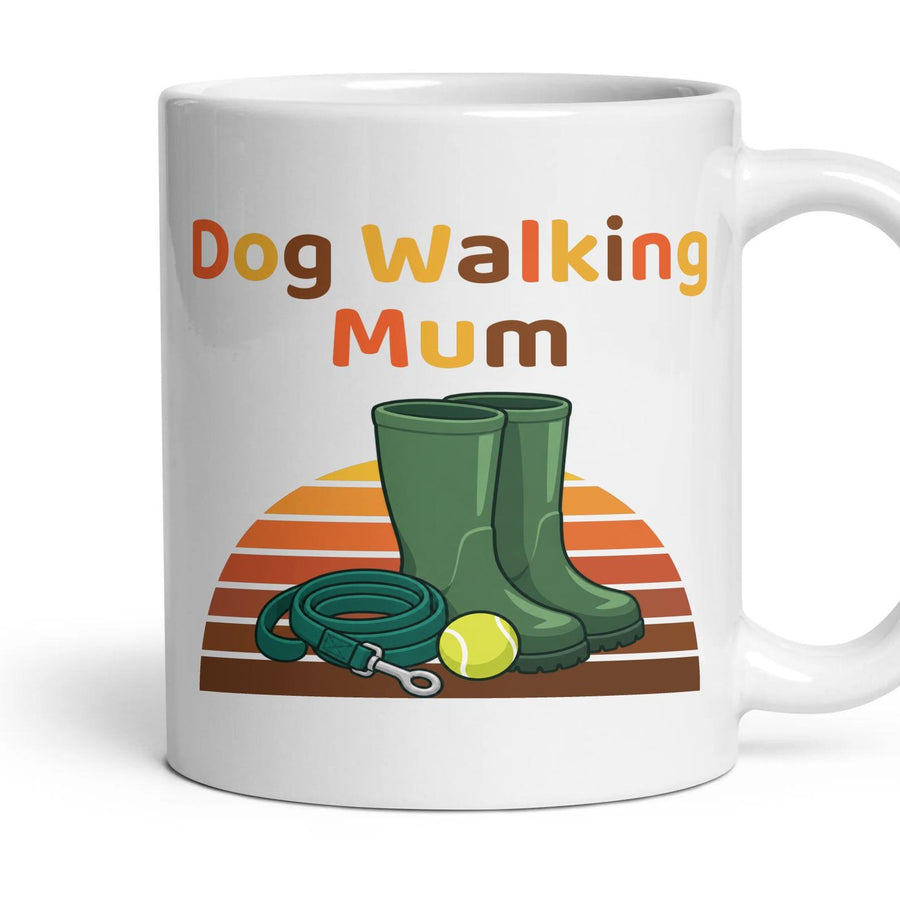 Dog Walking Mum mug, 11oz white ceramic, handle right