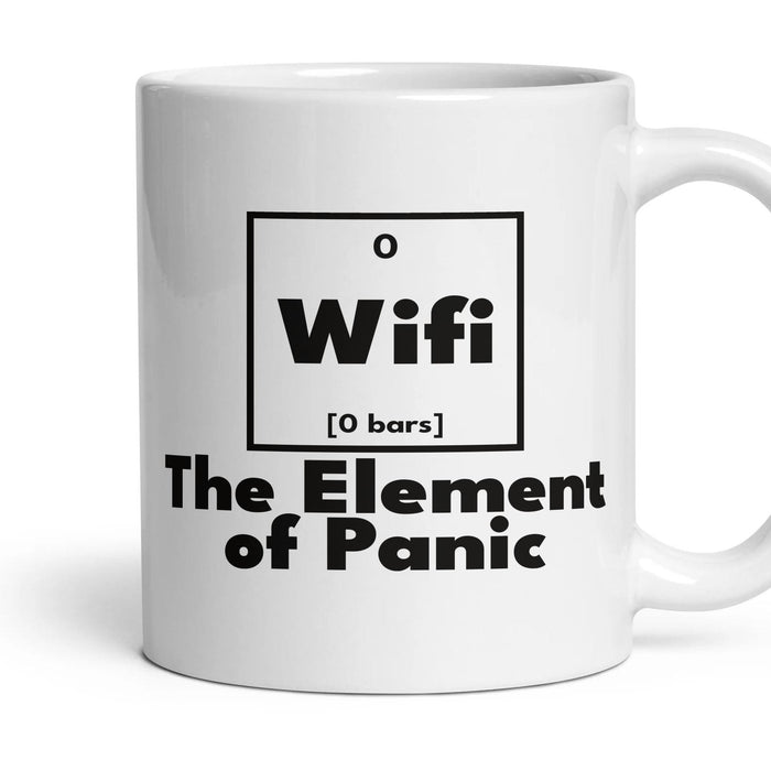 Wifi The Element of Panic mug, 11oz white ceramic, handle right