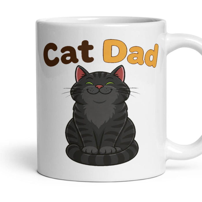 Cat Dad mug, 11oz white ceramic, Black, handle right