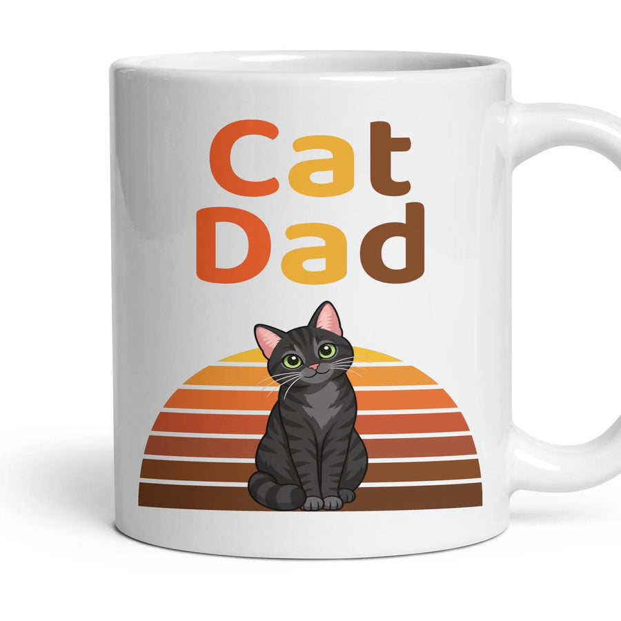 Cat Dad mug, 11oz white ceramic, Black, handle right