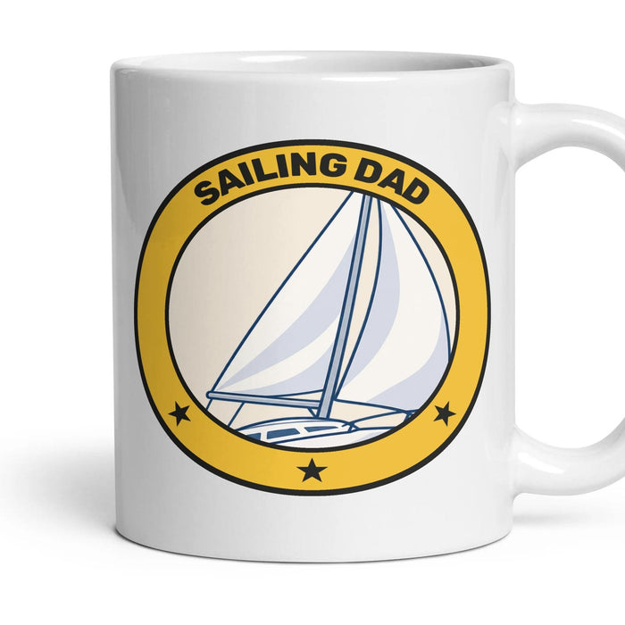 Sailing Dad mug, 11oz white ceramic, handle right