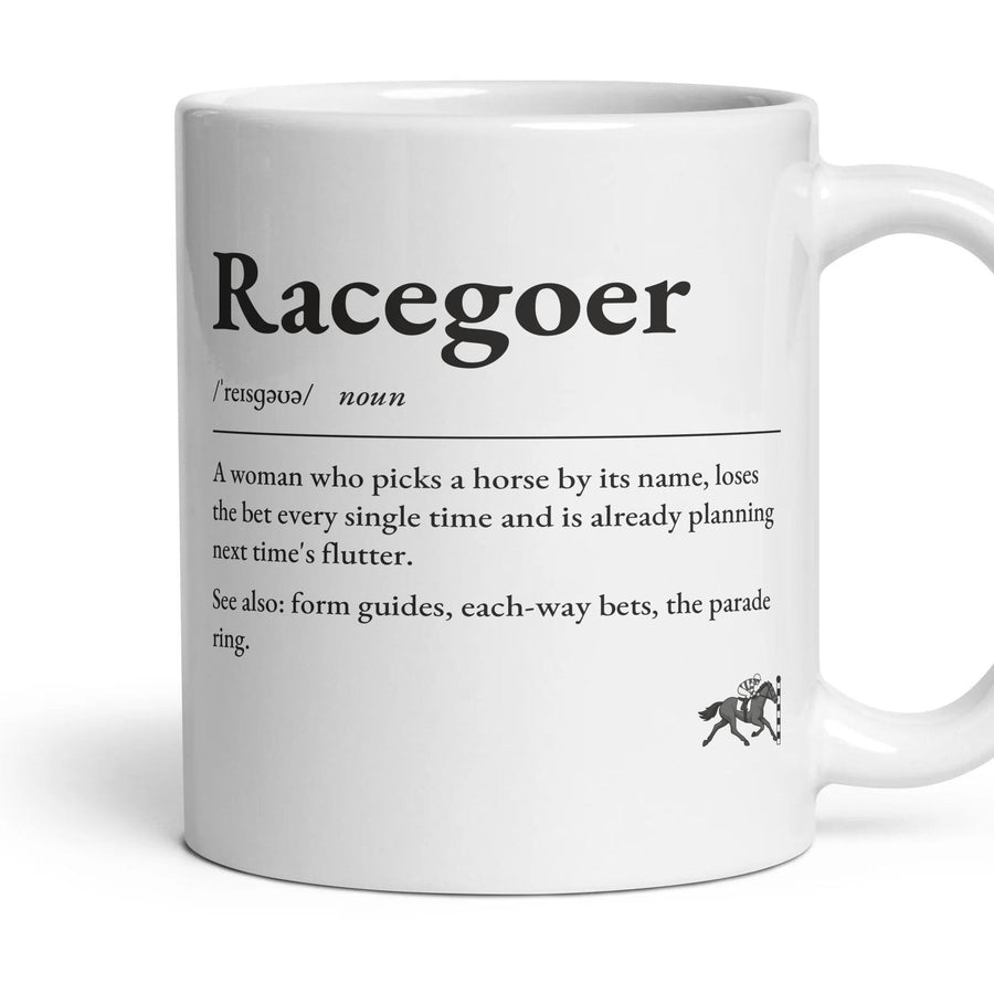 Horse Racing Nana mug, 11oz white ceramic, handle right