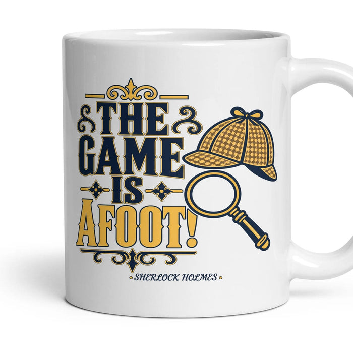 The game is afoot! mug, 11oz white ceramic, handle right