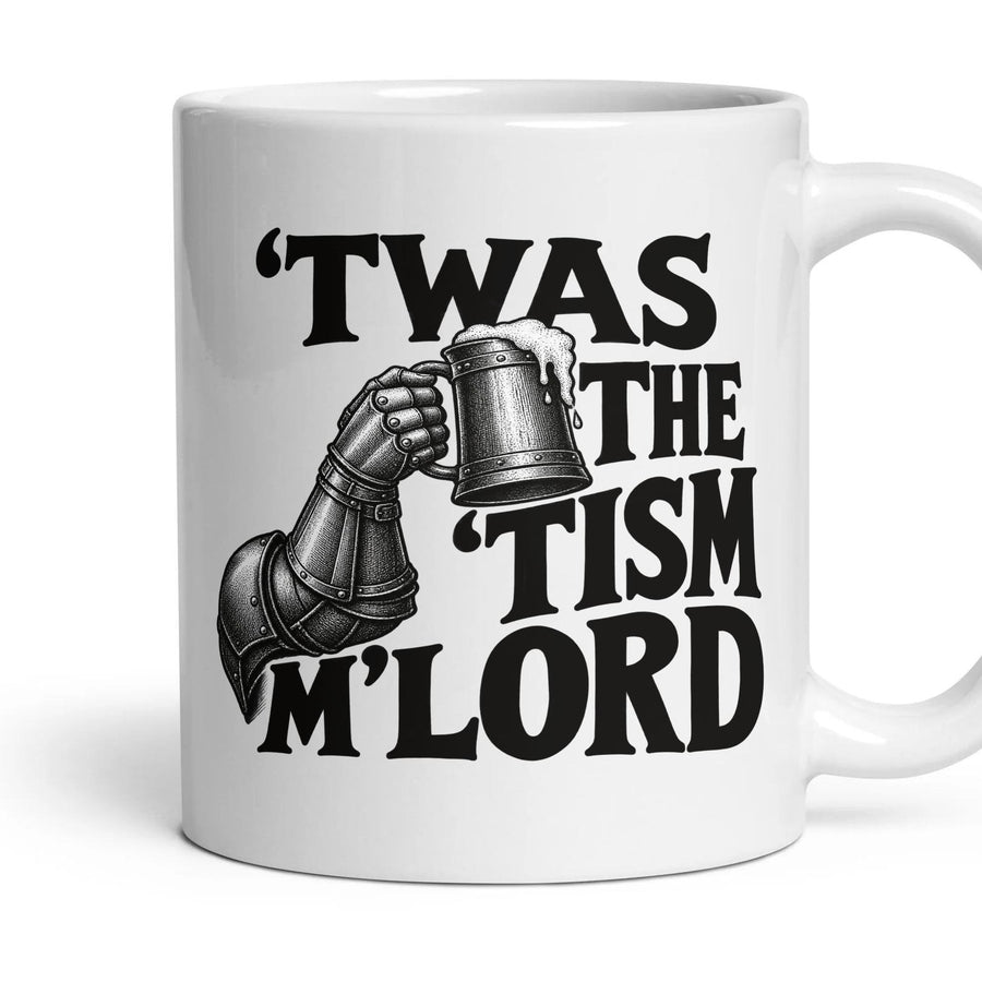 'TWAS THE 'TISM M'LORD mug, 11oz white ceramic, handle right