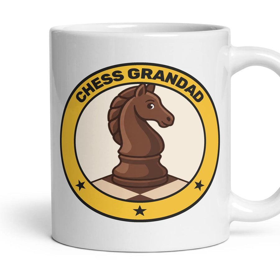 Chess Grandad mug, 11oz white ceramic, handle right