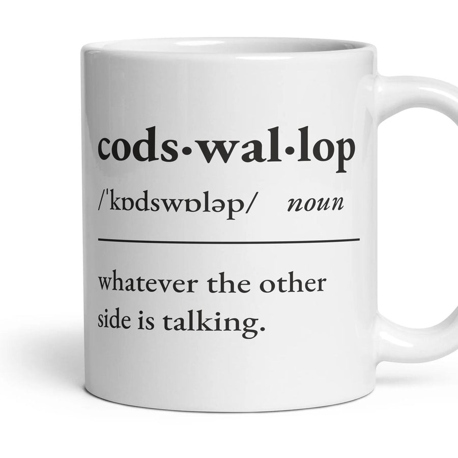Codswallop, noun — Definition Mug mug, 11oz white ceramic, handle right