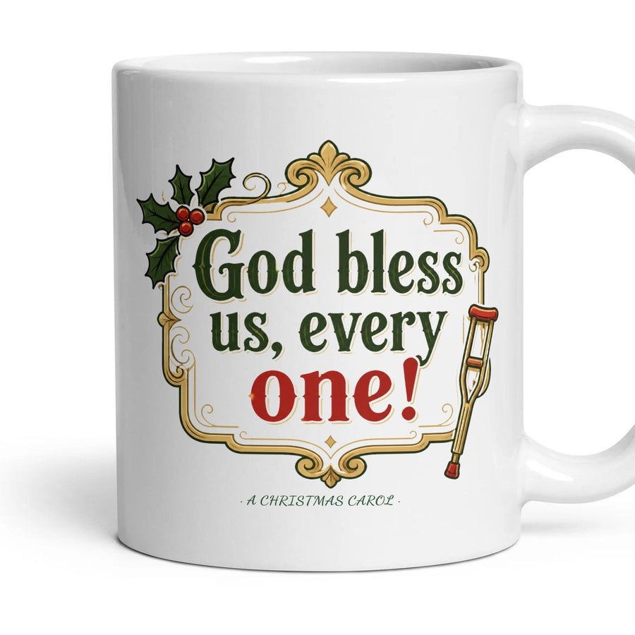 God bless us, every one! mug, 11oz white ceramic, handle right