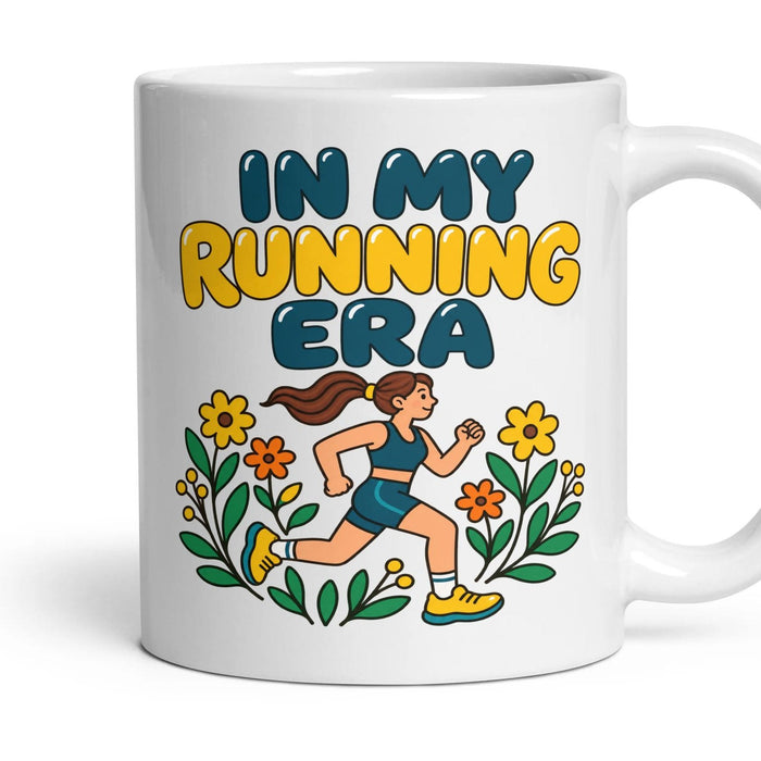 IN MY RUNNING ERA mug, 11oz white ceramic, handle right