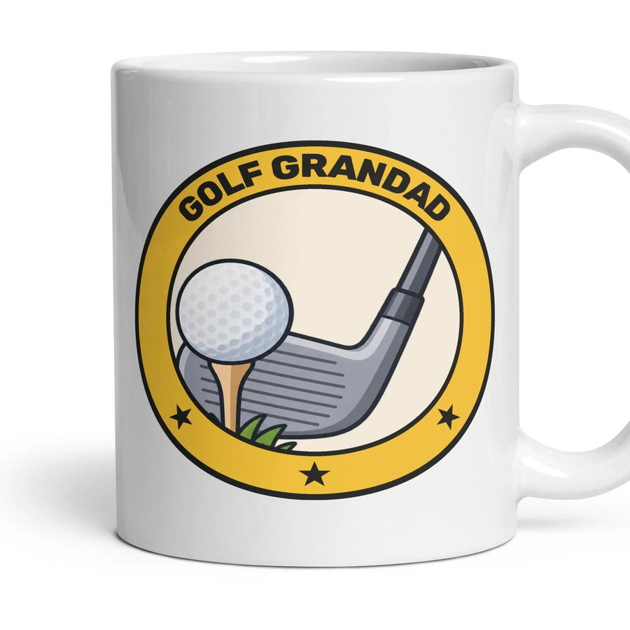 Golf Grandad mug, 11oz white ceramic, handle right