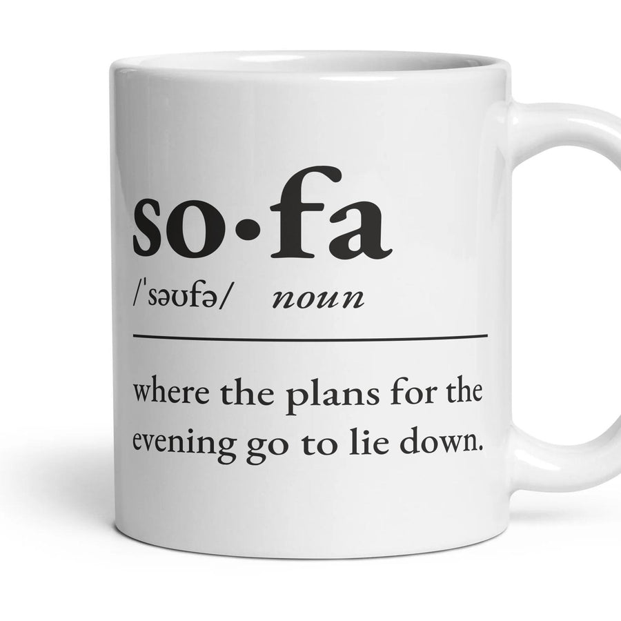 Sofa, noun — Definition Mug mug, 11oz white ceramic, handle right