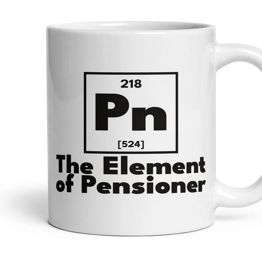 Pn The Element of Pensioner mug, 11oz white ceramic, handle right
