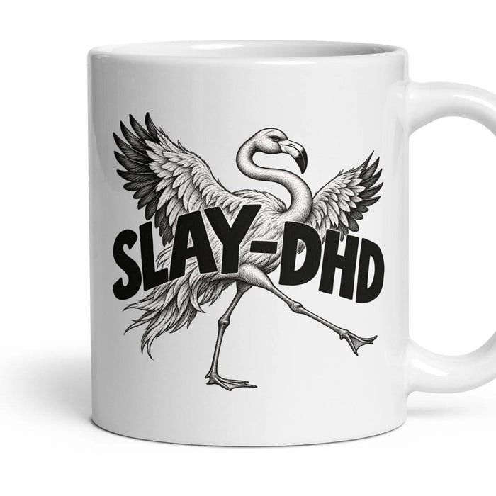 SLAY-DHD mug, 11oz white ceramic, handle right