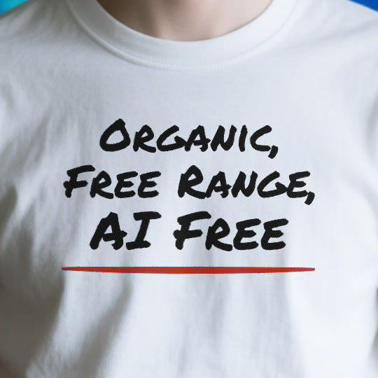 Close-up of the ODFA7FB1234D print on a white unisex t-shirt
