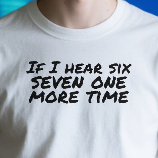 Close-up of the OD3DCEF0A3A2 print on a white unisex t-shirt
