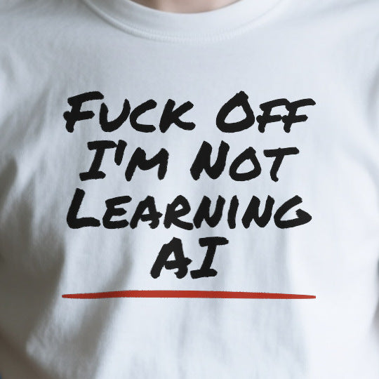 Close-up of the ODFCBD365217 print on a white unisex t-shirt