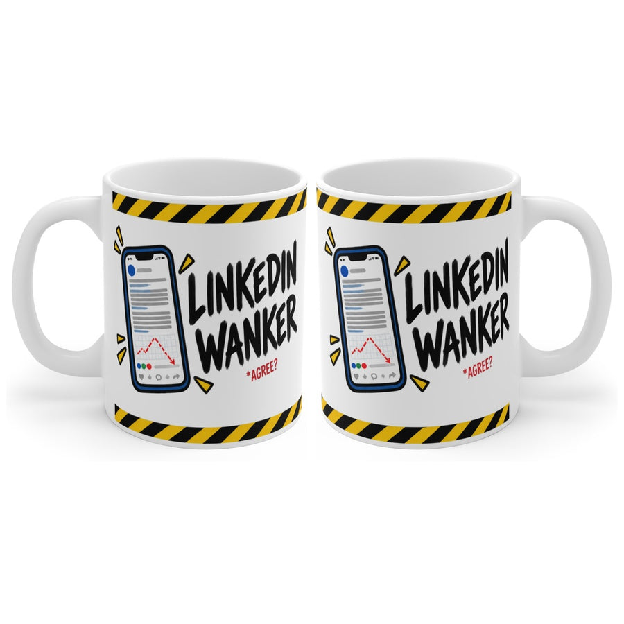 LinkedIn Wanker mug, handle right