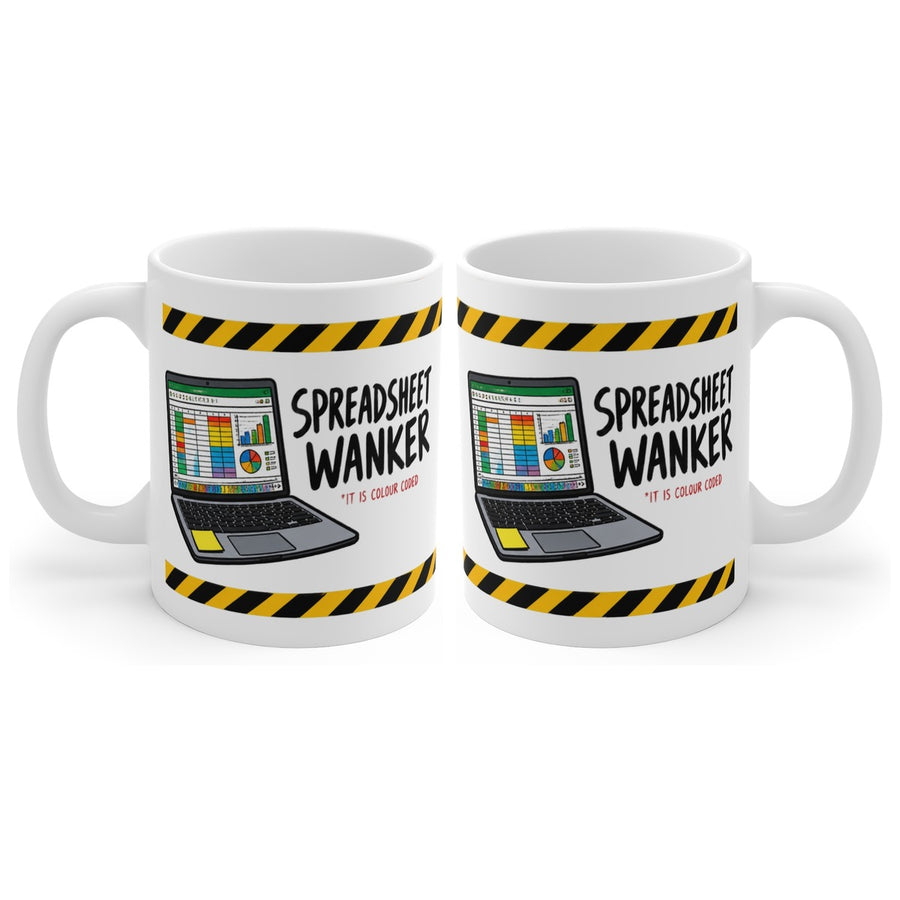 Spreadsheet Wanker mug, handle right
